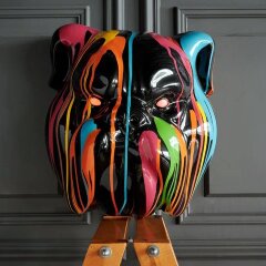 Интерьерная скульптура «Бульдог» с разноцветной подсветкой на пульте управления