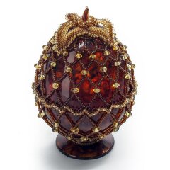 Украшенное пасхальное яйцо из янтаря «Осень»