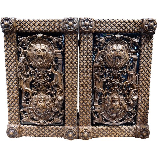 Большие резные нарды «Медведь и лев» из массива дерева