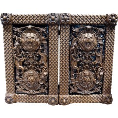 Большие резные нарды «Медведь и лев» из массива дерева