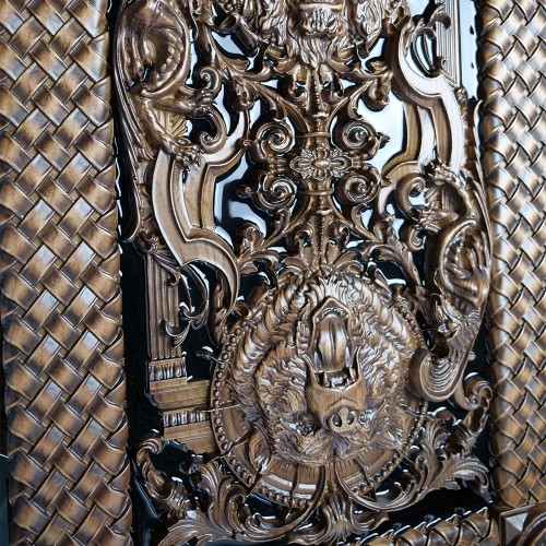 Большие резные нарды «Медведь и лев» из массива дерева