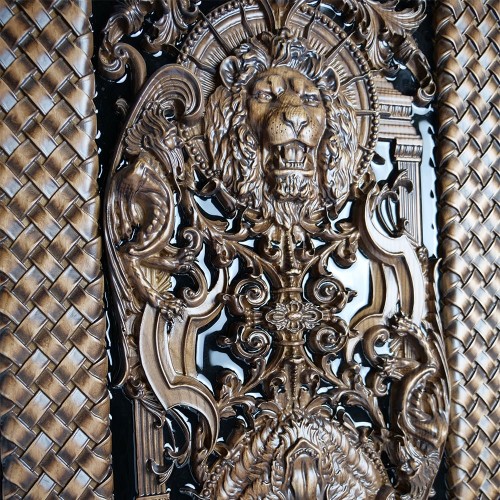 Большие резные нарды «Медведь и лев» из массива дерева