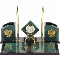 Настольный набор органайзер «Офис» из камня змеевик