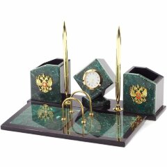 Настольный набор органайзер «Офис» из камня змеевик