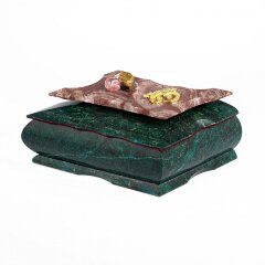 Сувенирная шкатулка из змеевика «Ромб» для украшений с зеркалом