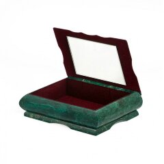 Сувенирная шкатулка из змеевика «Ромб» для украшений с зеркалом