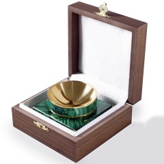 Монетница настольная «Малахит» с позолоченным декором