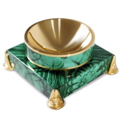 Монетница настольная «Малахит» с позолоченным декором