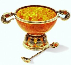 Салатница из янтаря «Креветки» с ложкой