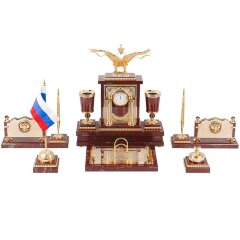 Настольный органайзер из красной яшмы «Двуглавый орёл»