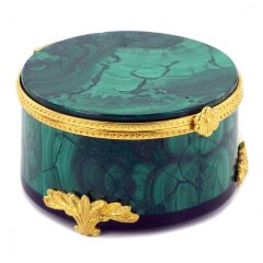 Круглая шкатулка из малахита «Подарок»