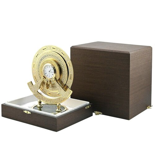 Кабинетные часы «Вечный календарь» на камне нефрит в подарок начальнику