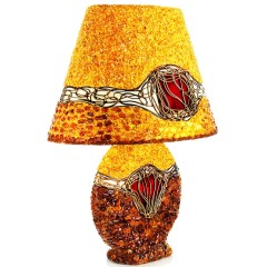 Большая настольная лампа «LUSSOLE» с янтарной мозаикой