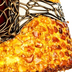 Большая настольная лампа «LUSSOLE» с янтарной мозаикой