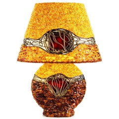 Большая настольная лампа «LUSSOLE» с янтарной мозаикой