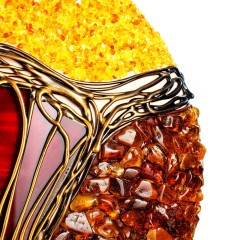 Большая настольная лампа «LUSSOLE» с янтарной мозаикой