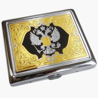 Позолоченный портсигар «Герб России» на 20 сигарет