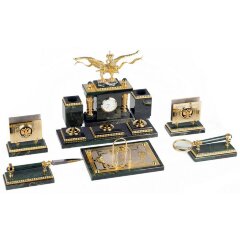 Настольный набор органайзер «Двуглавый орёл» из камня нефрит