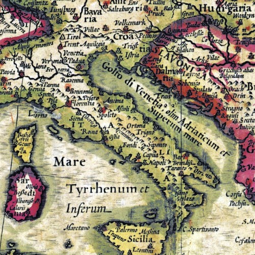Старая карта в античном багете «Новая Европа» 1606 г. (копия)