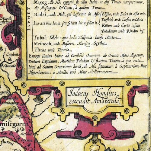 Старая карта в античном багете «Новая Европа» 1606 г. (копия)