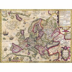 Старая карта в античном багете «Новая Европа» 1606 г. (копия)