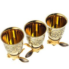 Позолоченные стопки перевёртыши «Заяц» (3 шт) в подарочном футляре