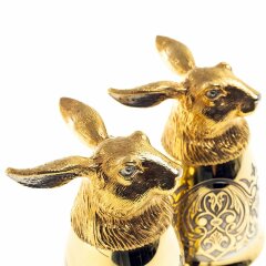 Позолоченные стопки перевёртыши «Заяц» (3 шт) в подарочном футляре