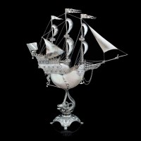 Серебряный корабль «Белая жемчужина» из морской раковины NAUTILUS
