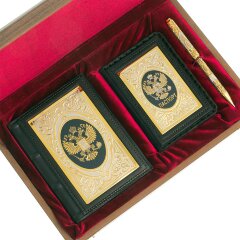 Подарочный набор «Герб России» (обложка для паспорта, ежедневник, ручка)