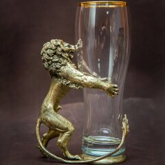 Украшенная пивная кружка «Лев» с объёмной фигуркой