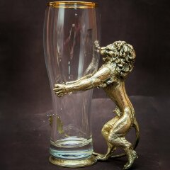 Украшенная пивная кружка «Лев» с объёмной фигуркой