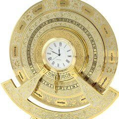 Кабинетные часы «Вечный календарь» на камне малахит в подарок начальнику