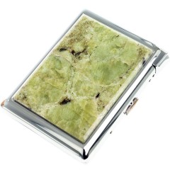 Сигаретница металлическая на 20 сигарет «Жёлтый апатит» с зажигалкой в подарок мужчине