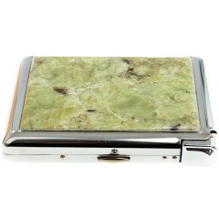 Сигаретница металлическая на 20 сигарет «Жёлтый апатит» с зажигалкой в подарок мужчине