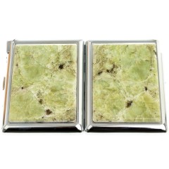 Сигаретница металлическая на 20 сигарет «Жёлтый апатит» с зажигалкой в подарок мужчине