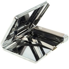 Сигаретница металлическая на 20 сигарет «Жёлтый апатит» с зажигалкой в подарок мужчине