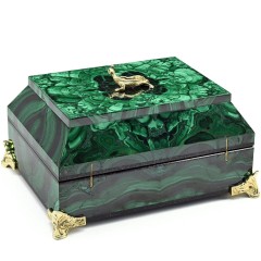 Малахитовая шкатулка «Хозяйка медной горы» с ящеркой