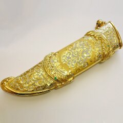 Подарочный нож «Пантера» в металлических ножнах с позолотой