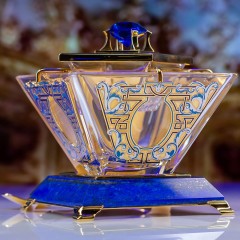 Красивая икорница «Жемчужный сапфир» с полудрагоценными камнями для юбилея свадьбы