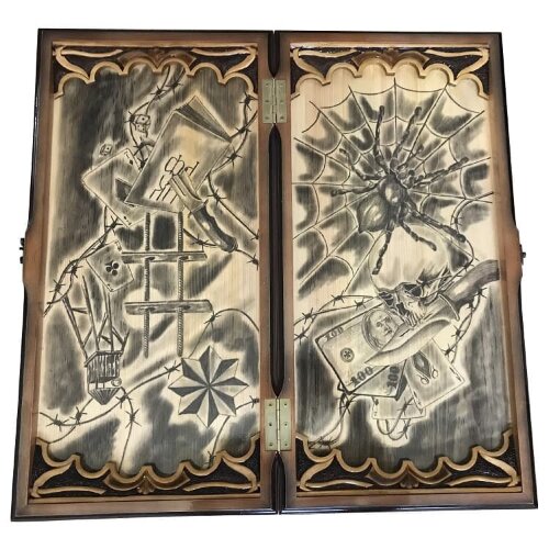 Резные нарды «Старуха с наганом»