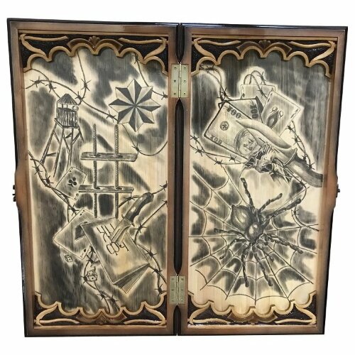 Резные нарды «Старуха с наганом»