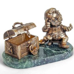 Бронзовая фигурка «Гном с сундуком» в подарок бизнесмену