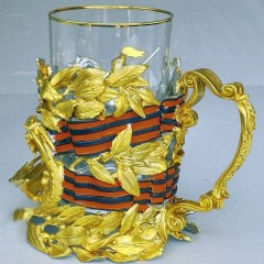Подстаканник «Георгий Победоносец» с Георгиевской лентой в подарок на 9 мая