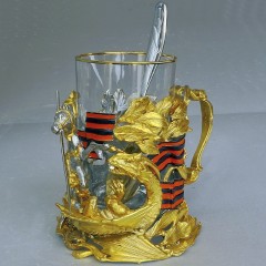 Подстаканник «Георгий Победоносец» с Георгиевской лентой в подарок на 9 мая