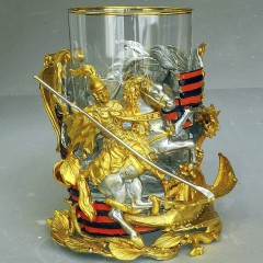 Подстаканник «Георгий Победоносец» с Георгиевской лентой в подарок на 9 мая