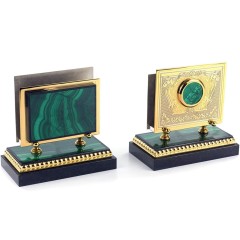 Настольный набор органайзер из малахита «Конь с попоной» в подарок руководителю