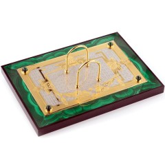 Настольный набор органайзер из малахита «Конь с попоной» в подарок руководителю