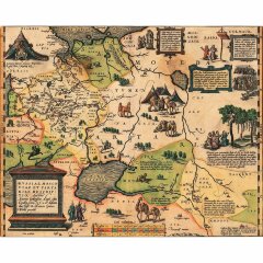 Старая карта в античном багете «Россия, Московия и Тартария» 1562 г. (копия)