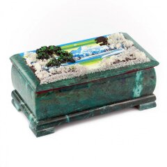 Подарочная шкатулка из змеевика «Зимний пейзаж» для украшений