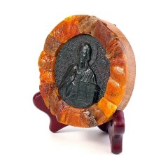 Настольная икона «Господь Вседержитель» из натурального балтийского янтаря